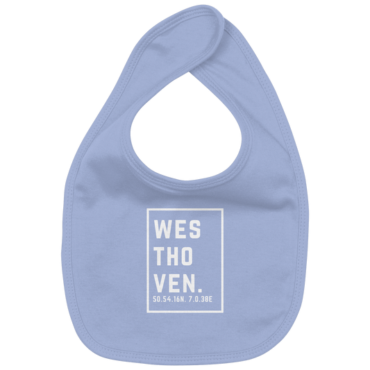 Westhoven Koordinaten (großer Druck auf der Brust) - Organic Baby-Lätzchen