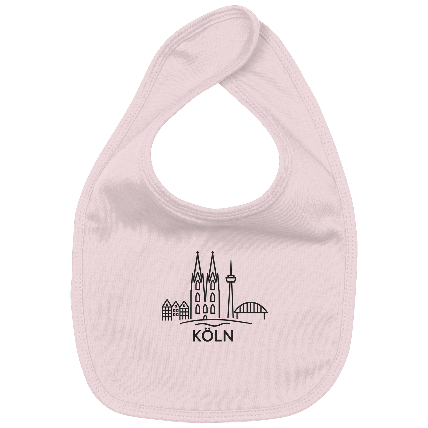 Köln Skyline (großer Druck auf der Brust) - Organic Baby-Lätzchen
