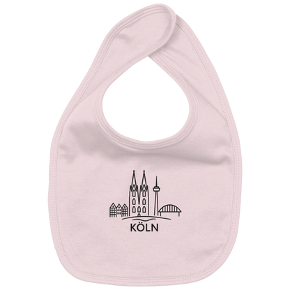 Köln Skyline (großer Druck auf der Brust) - Organic Baby-Lätzchen