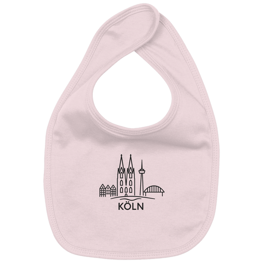 Köln Skyline (großer Druck auf der Brust) - Organic Baby-Lätzchen