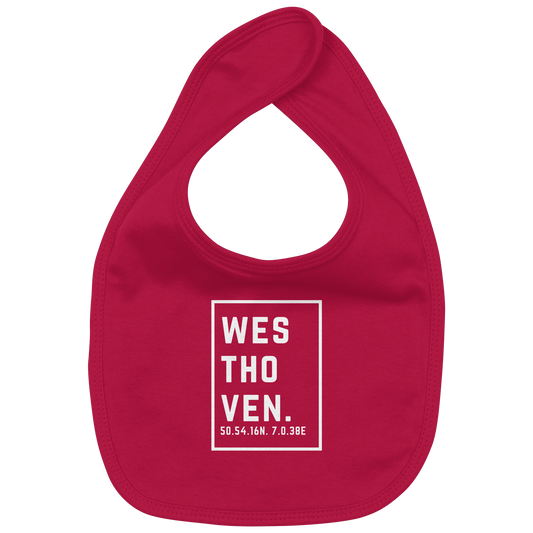 Westhoven Koordinaten (großer Druck auf der Brust) - Organic Baby-Lätzchen