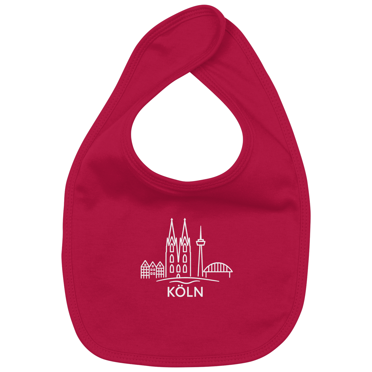 Köln Skyline (großer Druck auf der Brust) - Organic Baby-Lätzchen