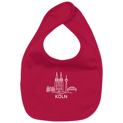 Köln Skyline (großer Druck auf der Brust) - Organic Baby-Lätzchen