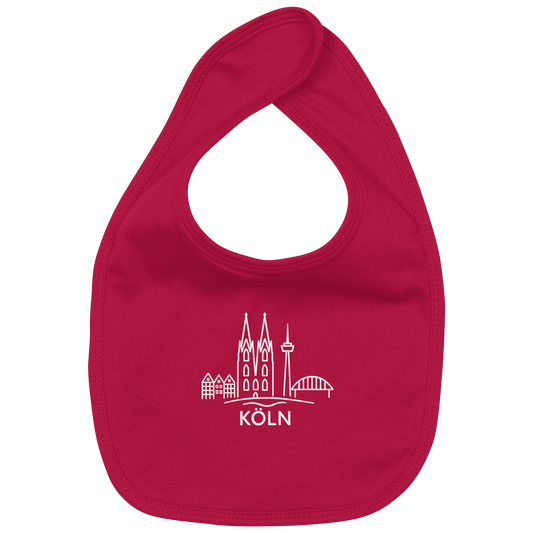 Köln Skyline (großer Druck auf der Brust) - Organic Baby-Lätzchen