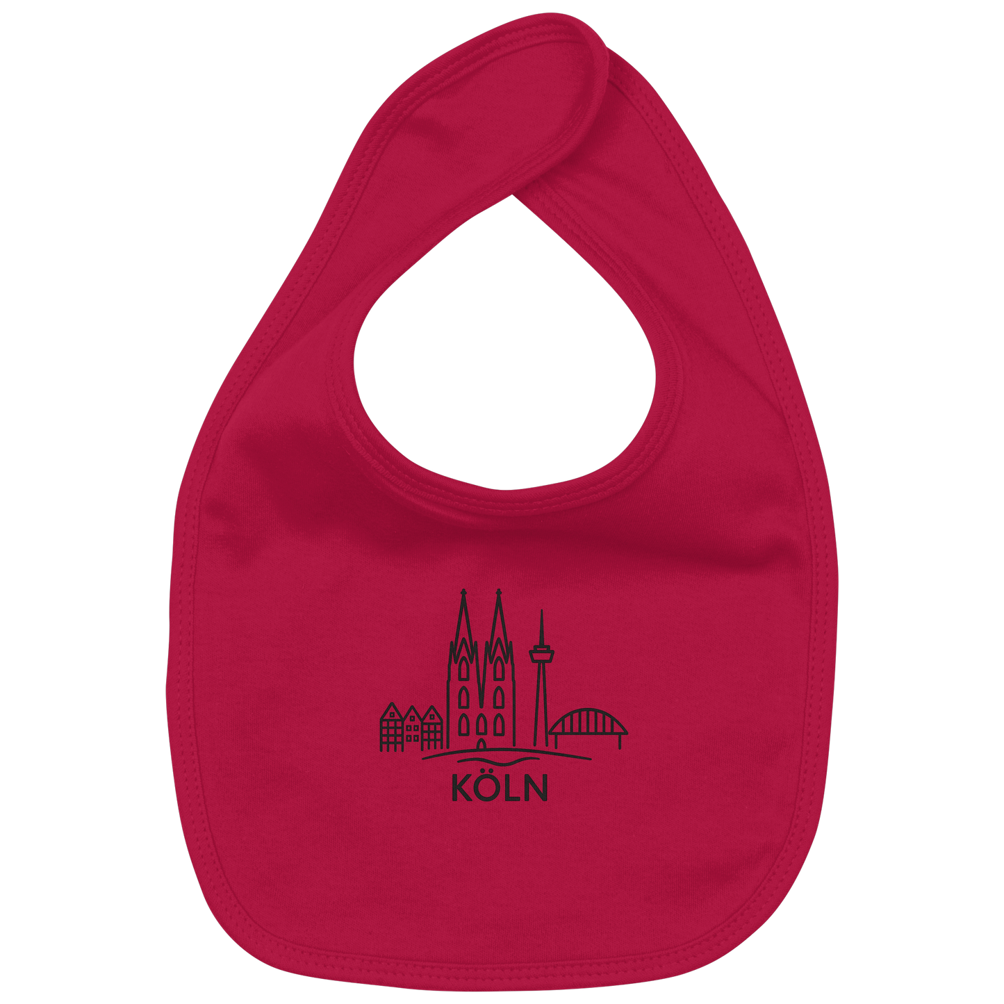 Köln Skyline (großer Druck auf der Brust) - Organic Baby-Lätzchen