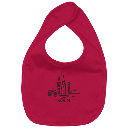 Köln Skyline (großer Druck auf der Brust) - Organic Baby-Lätzchen
