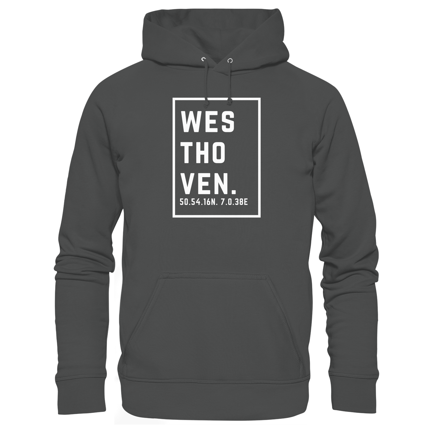 Westhoven Koordinaten (großer Druck auf der Brust) - Organic Basic Hoodie