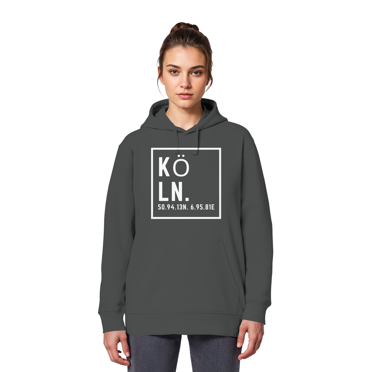 Köln Koordinaten (großer Druck auf der Brust) - Organic Basic Hoodie