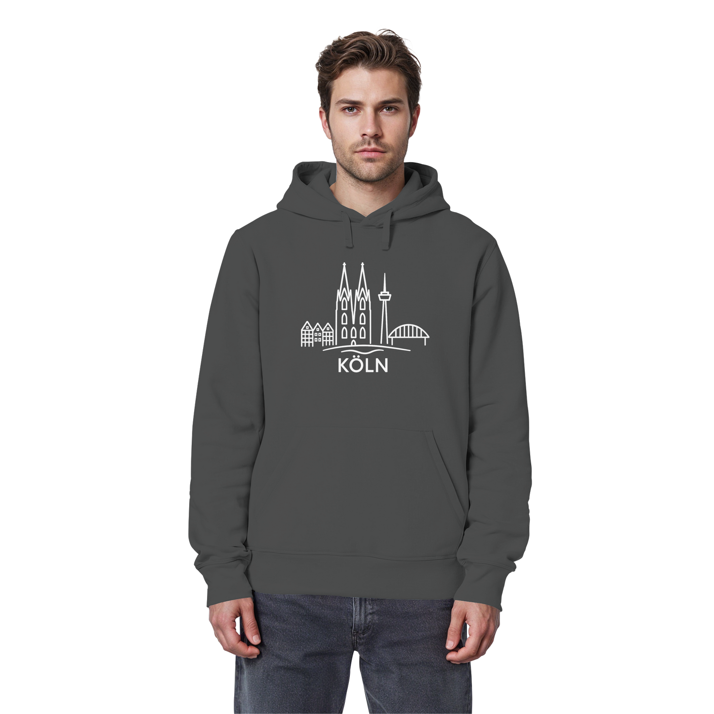 Köln Skyline (großer Druck auf der Brust) - Organic Basic Hoodie