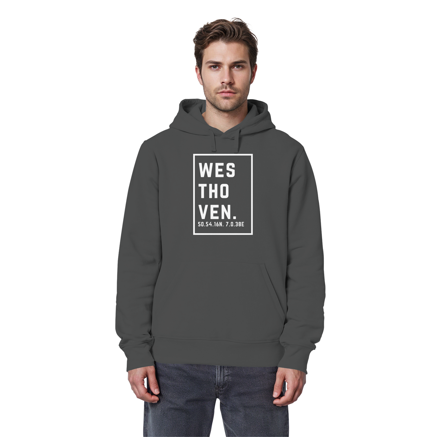 Westhoven Koordinaten (großer Druck auf der Brust) - Organic Basic Hoodie