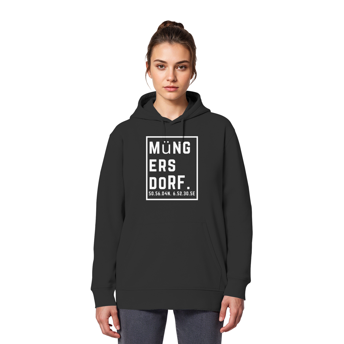 Müngersdorf Koordinaten (großer Druck auf der Brust) - Organic Basic Hoodie