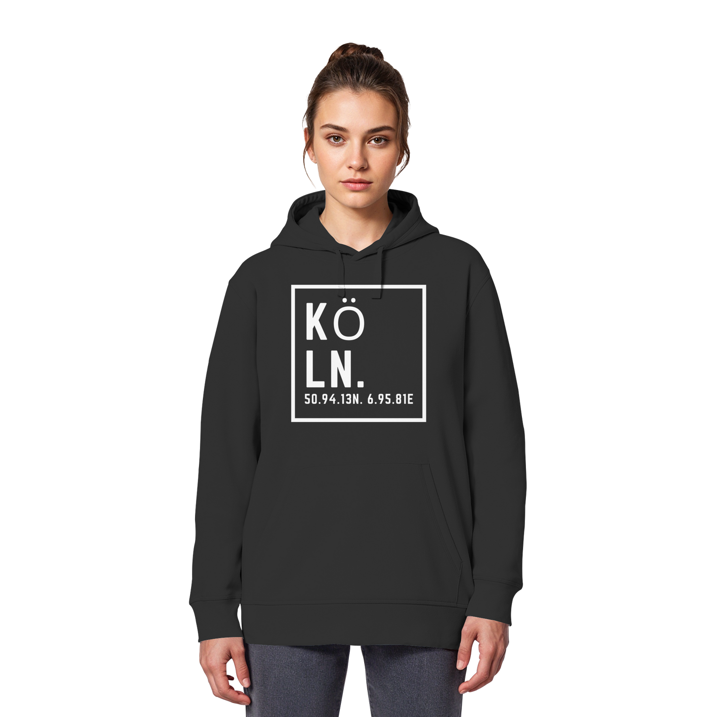 Köln Koordinaten (großer Druck auf der Brust) - Organic Basic Hoodie