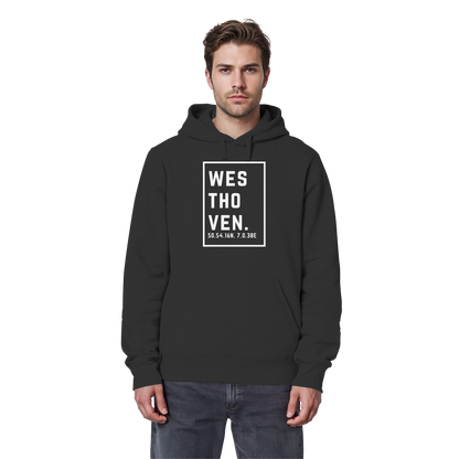 Westhoven Koordinaten (großer Druck auf der Brust) - Organic Basic Hoodie