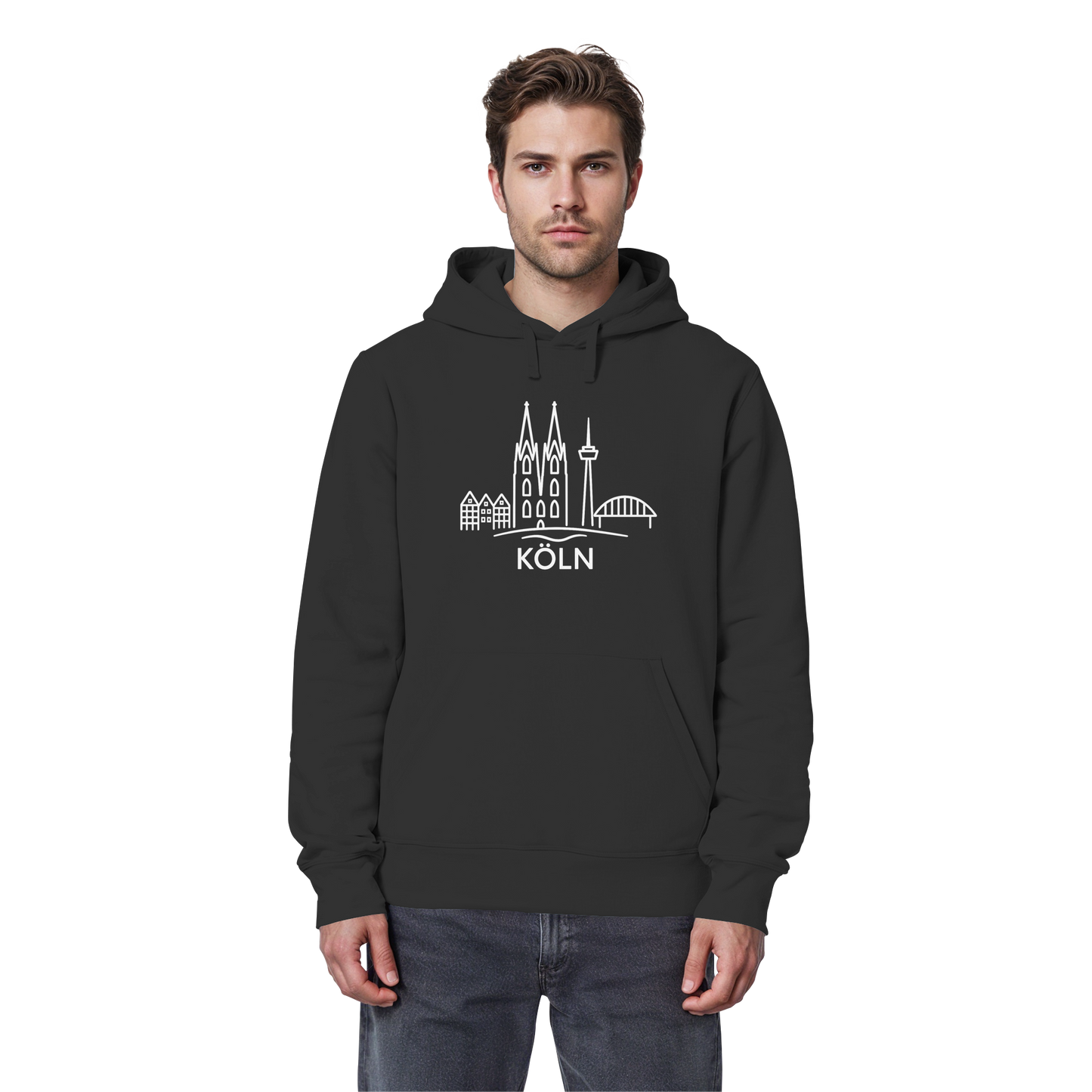 Köln Skyline (großer Druck auf der Brust) - Organic Basic Hoodie