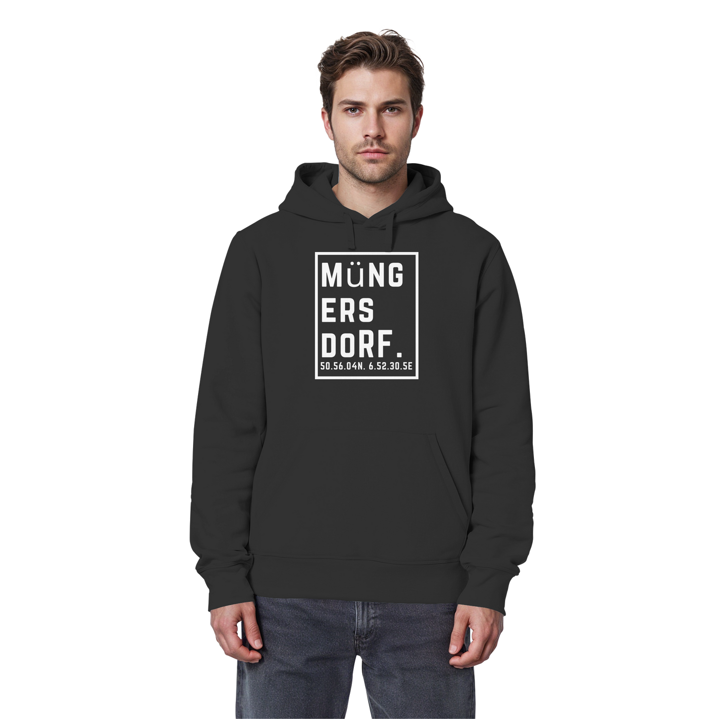 Müngersdorf Koordinaten (großer Druck auf der Brust) - Organic Basic Hoodie