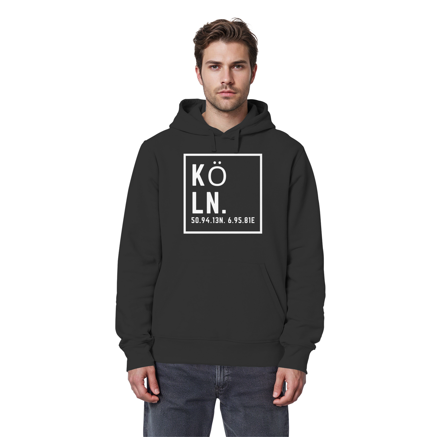 Köln Koordinaten (großer Druck auf der Brust) - Organic Basic Hoodie