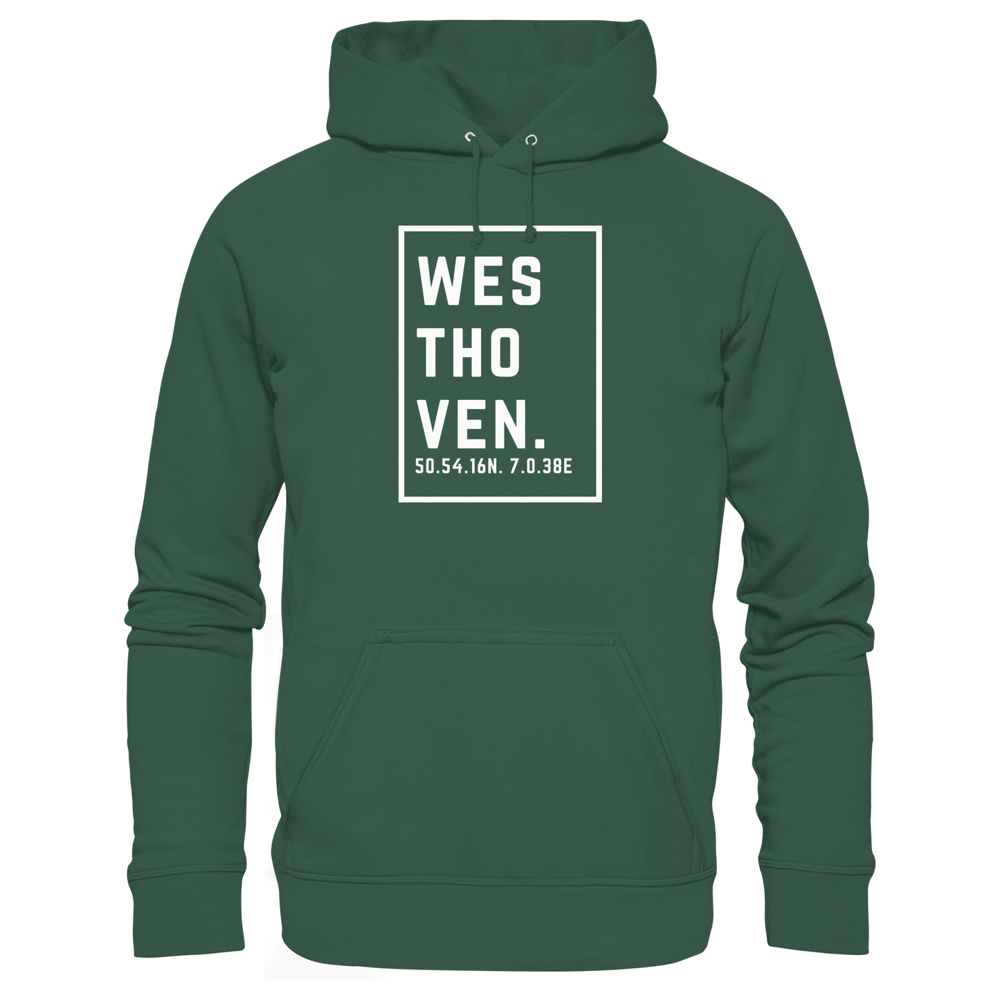 Westhoven Koordinaten (großer Druck auf der Brust) - Organic Basic Hoodie