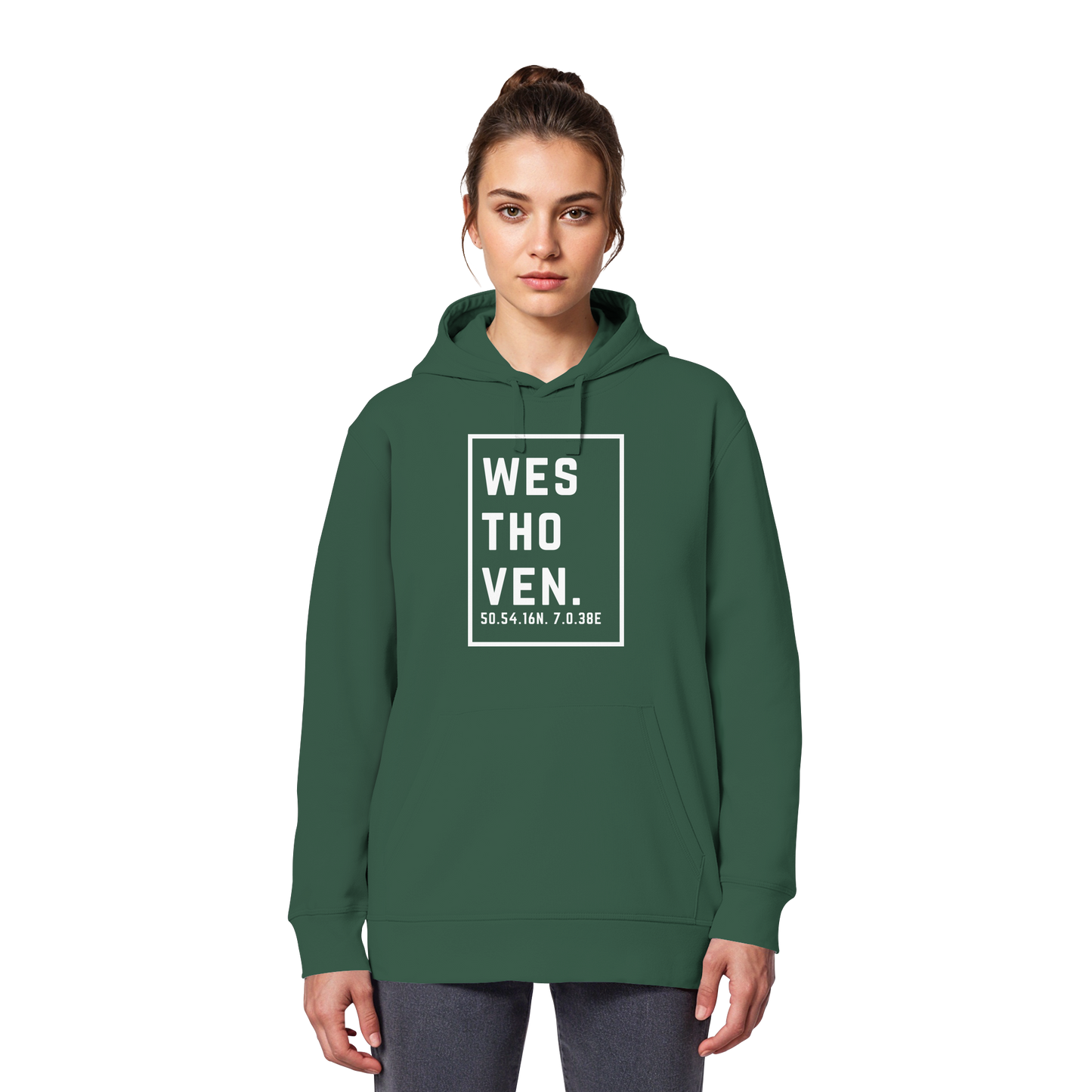 Westhoven Koordinaten (großer Druck auf der Brust) - Organic Basic Hoodie