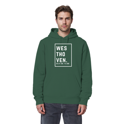 Westhoven Koordinaten (großer Druck auf der Brust) - Organic Basic Hoodie
