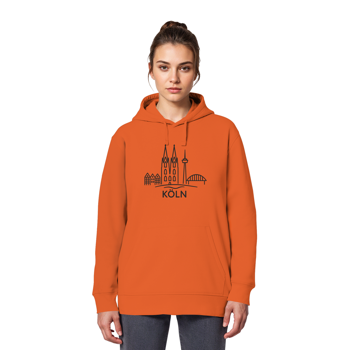 Köln Skyline (großer Druck auf der Brust) - Organic Basic Hoodie