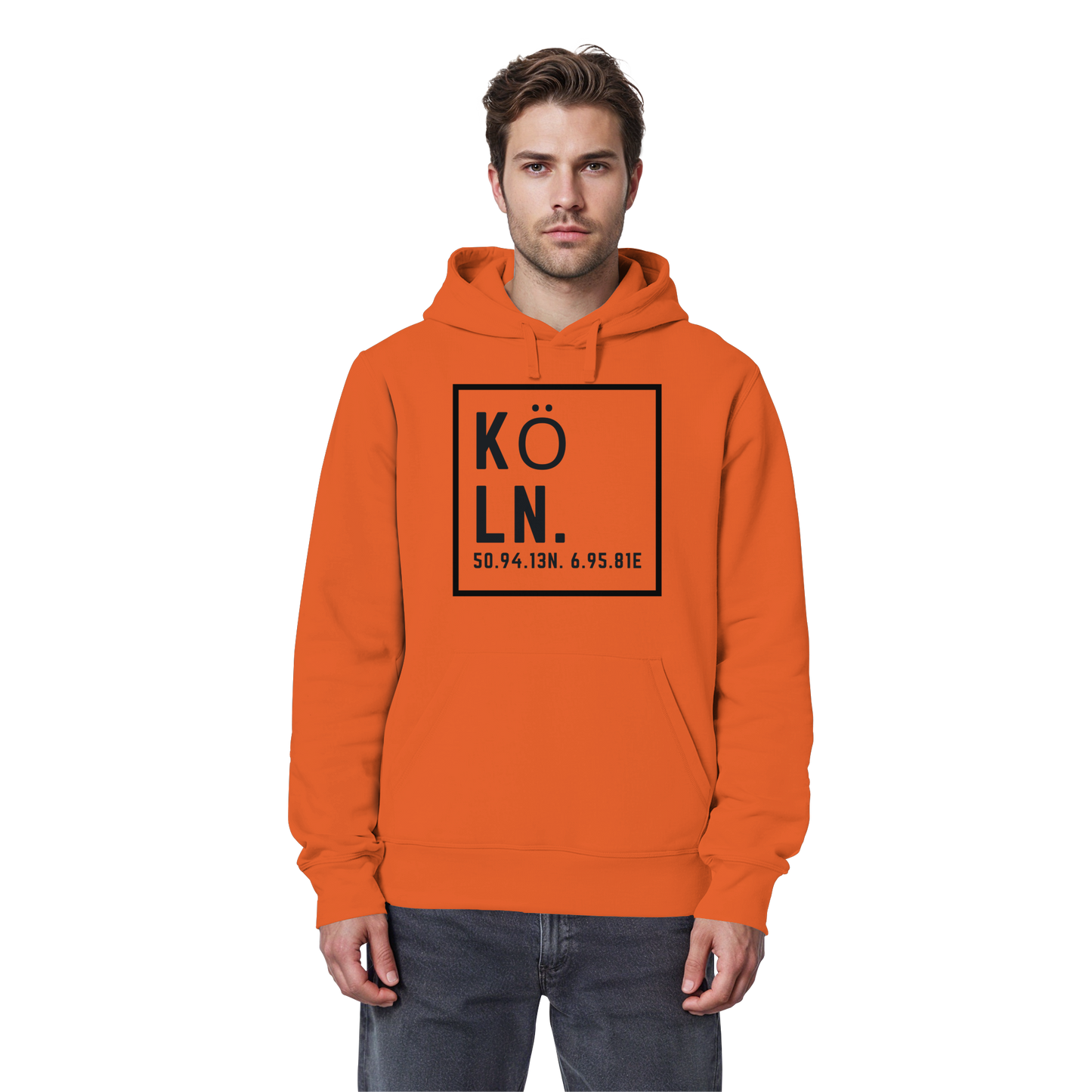 Köln Koordinaten (großer Druck auf der Brust) - Organic Basic Hoodie
