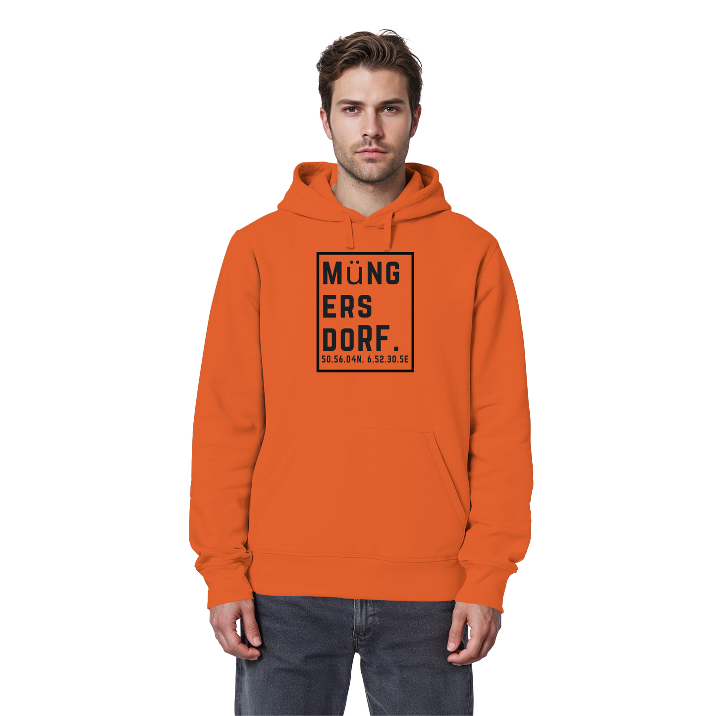 Müngersdorf Koordinaten (großer Druck auf der Brust) - Organic Basic Hoodie