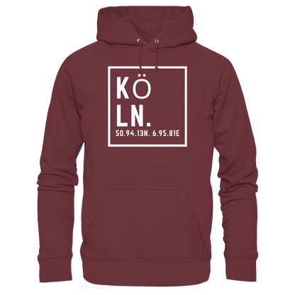 Köln Koordinaten (großer Druck auf der Brust) - Organic Basic Hoodie