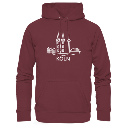 Köln Skyline (großer Druck auf der Brust) - Organic Basic Hoodie