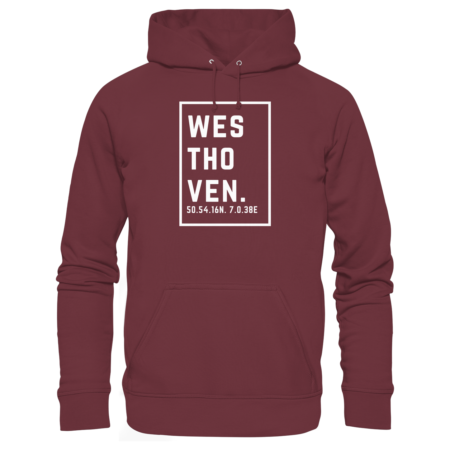 Westhoven Koordinaten (großer Druck auf der Brust) - Organic Basic Hoodie