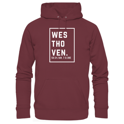 Westhoven Koordinaten (großer Druck auf der Brust) - Organic Basic Hoodie