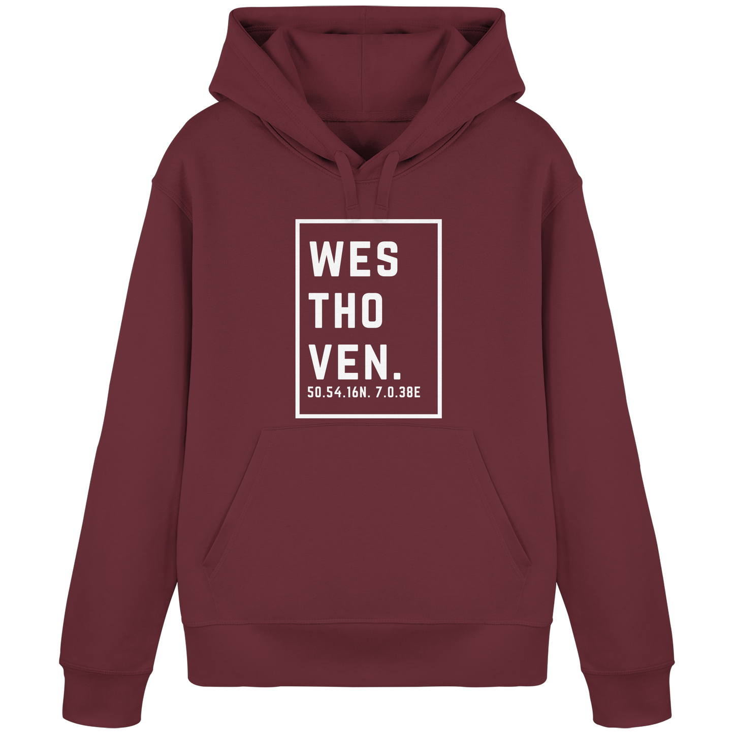 Westhoven Koordinaten (großer Druck auf der Brust) - Organic Basic Hoodie