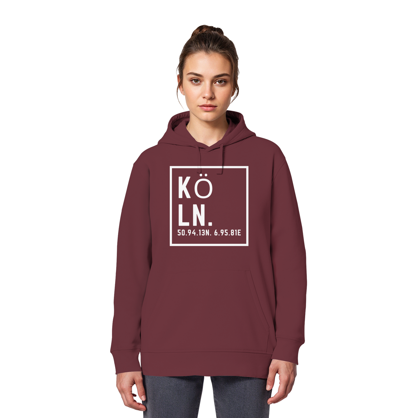 Köln Koordinaten (großer Druck auf der Brust) - Organic Basic Hoodie
