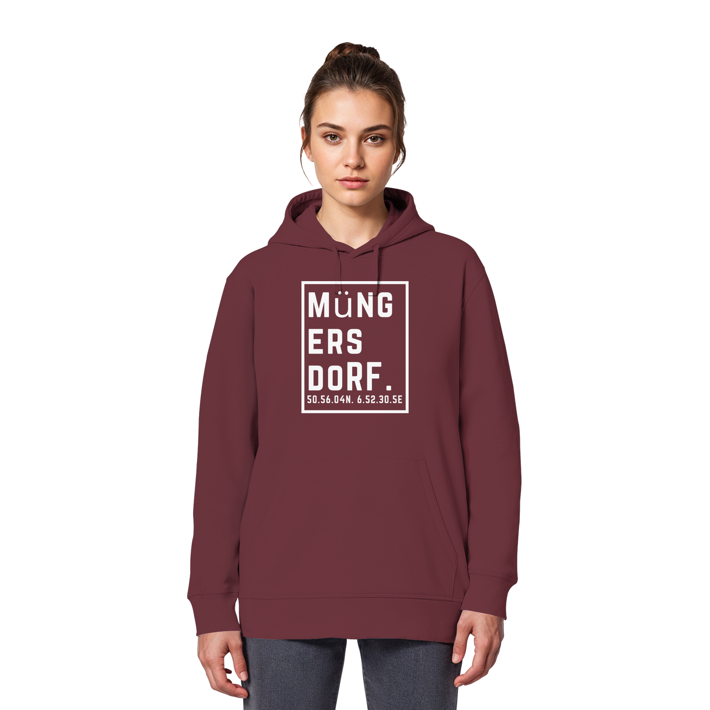 Müngersdorf Koordinaten (großer Druck auf der Brust) - Organic Basic Hoodie