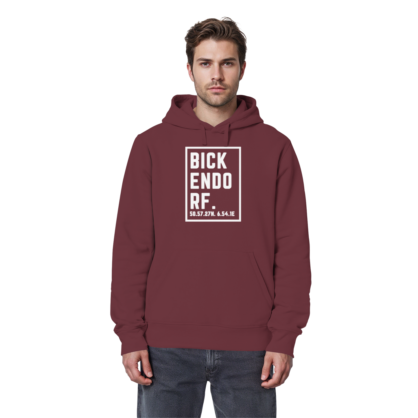 Bickendorf Koordinaten (großer Druck auf der Brust) - Organic Basic Hoodie