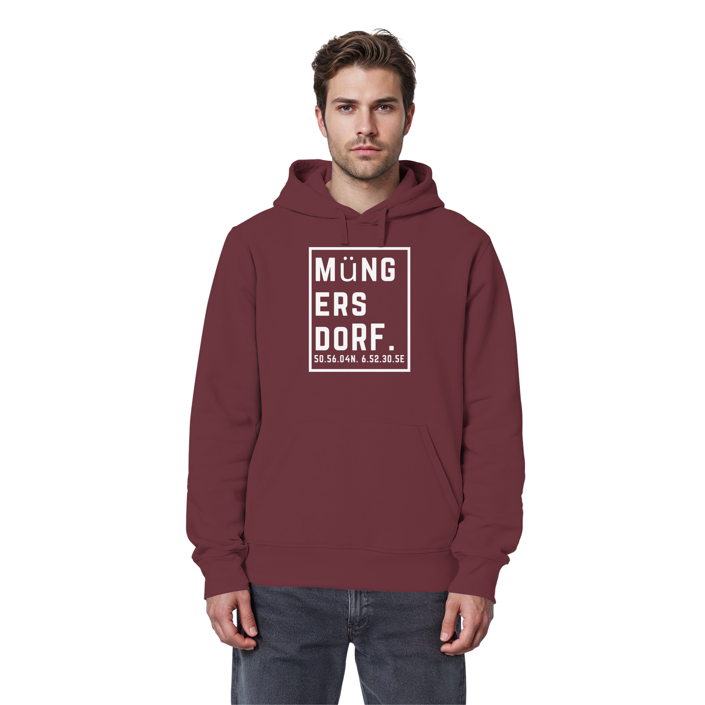Müngersdorf Koordinaten (großer Druck auf der Brust) - Organic Basic Hoodie