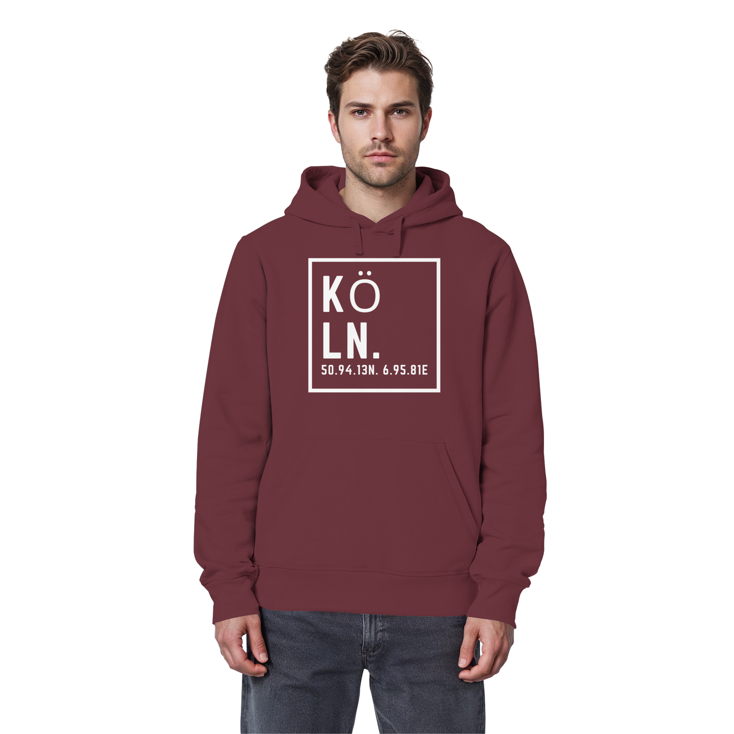 Köln Koordinaten (großer Druck auf der Brust) - Organic Basic Hoodie