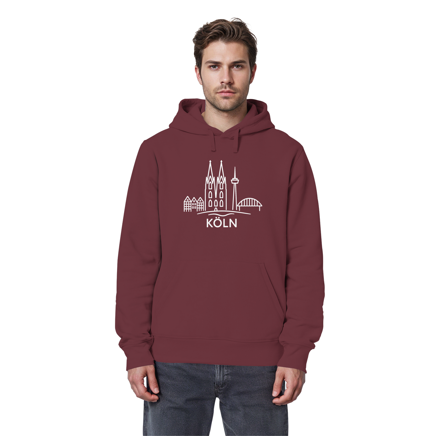 Köln Skyline (großer Druck auf der Brust) - Organic Basic Hoodie