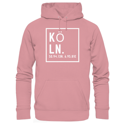Köln Koordinaten (großer Druck auf der Brust) - Organic Basic Hoodie