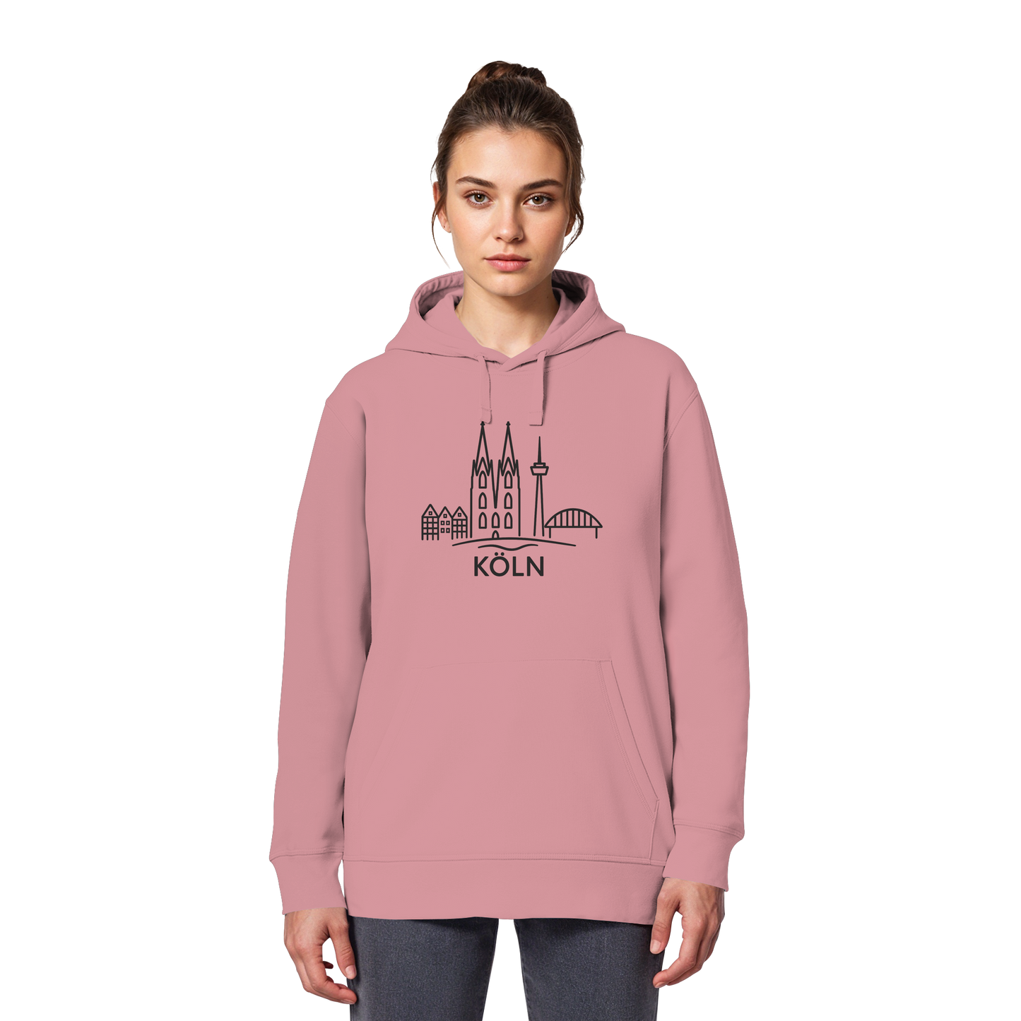 Köln Skyline (großer Druck auf der Brust) - Organic Basic Hoodie