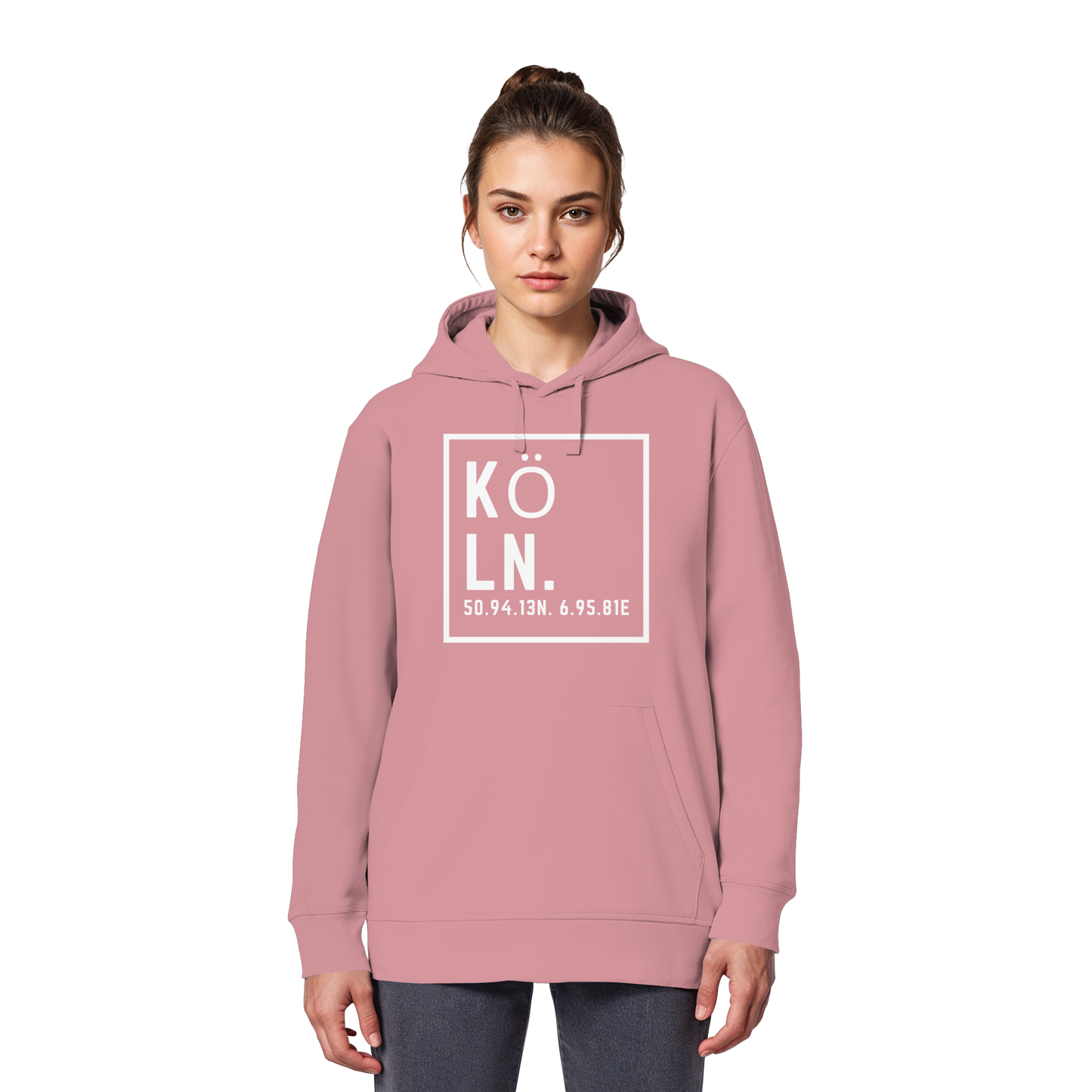 Köln Koordinaten (großer Druck auf der Brust) - Organic Basic Hoodie
