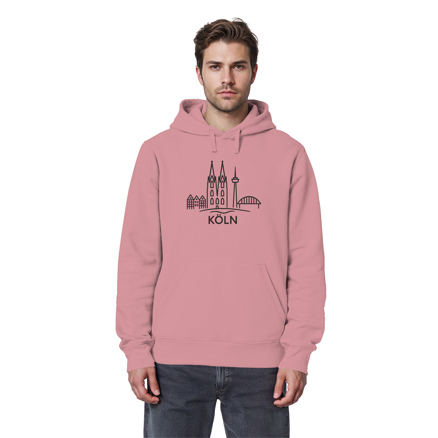 Köln Skyline (großer Druck auf der Brust) - Organic Basic Hoodie