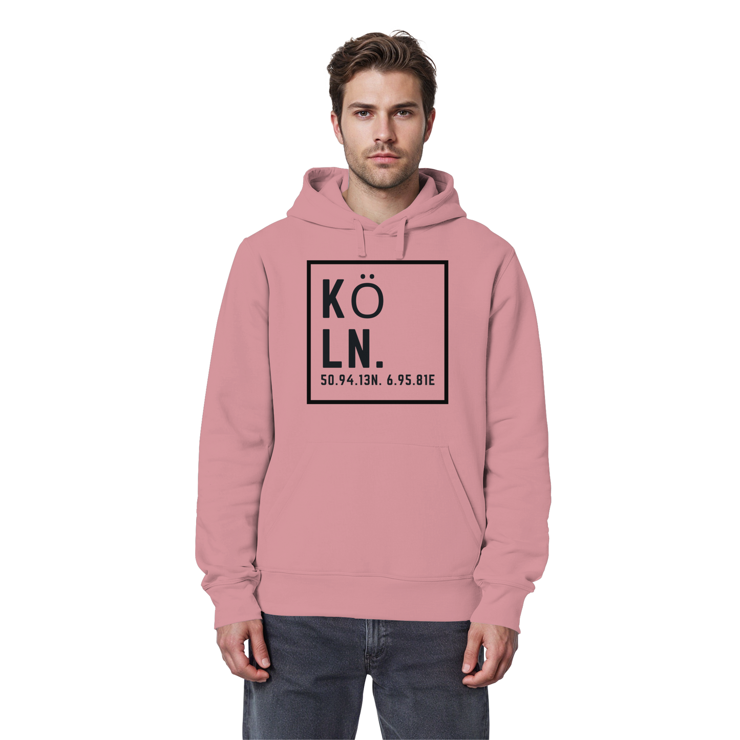 Köln Koordinaten (großer Druck auf der Brust) - Organic Basic Hoodie