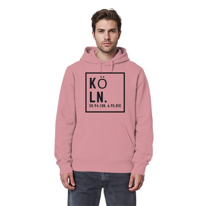 Köln Koordinaten (großer Druck auf der Brust) - Organic Basic Hoodie