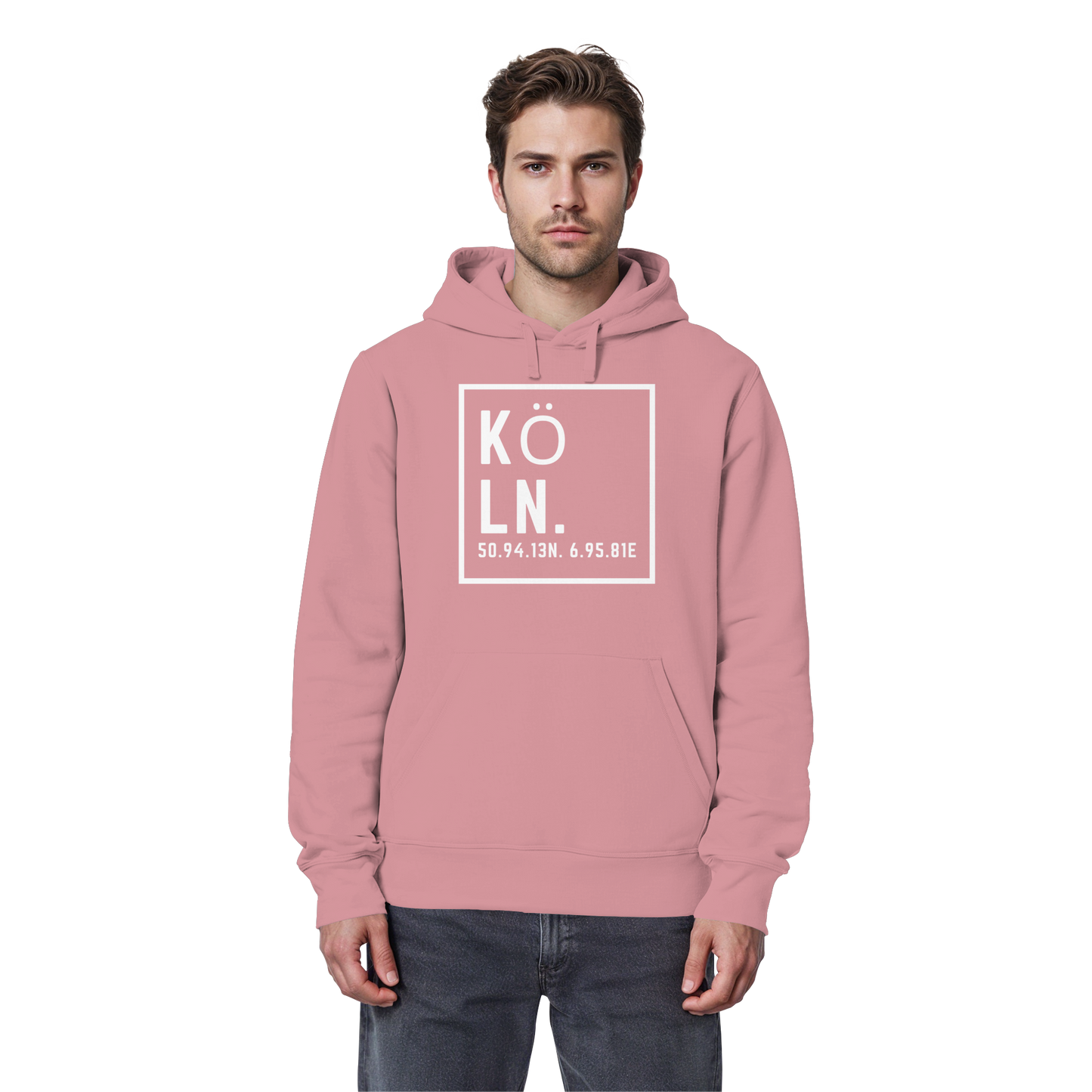 Köln Koordinaten (großer Druck auf der Brust) - Organic Basic Hoodie