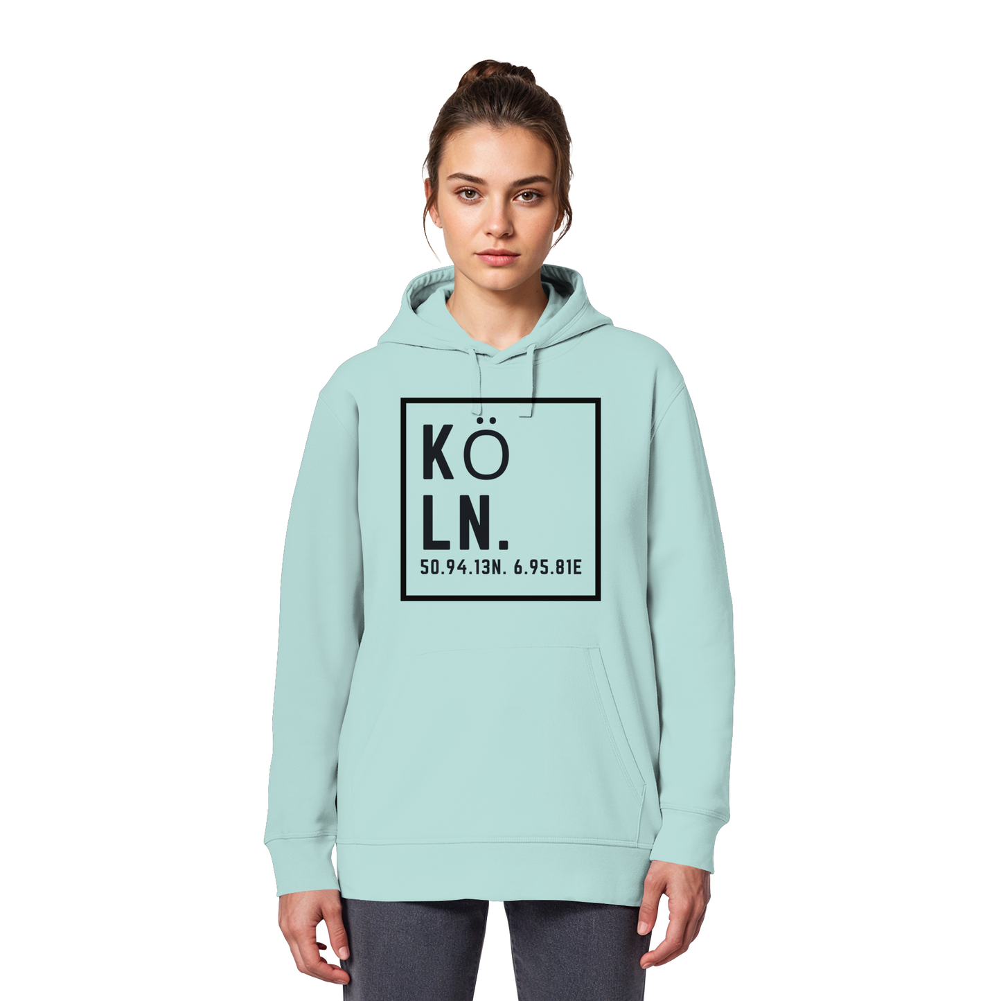 Köln Koordinaten (großer Druck auf der Brust) - Organic Basic Hoodie