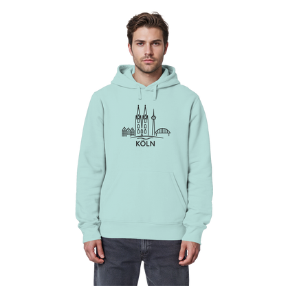 Köln Skyline (großer Druck auf der Brust) - Organic Basic Hoodie