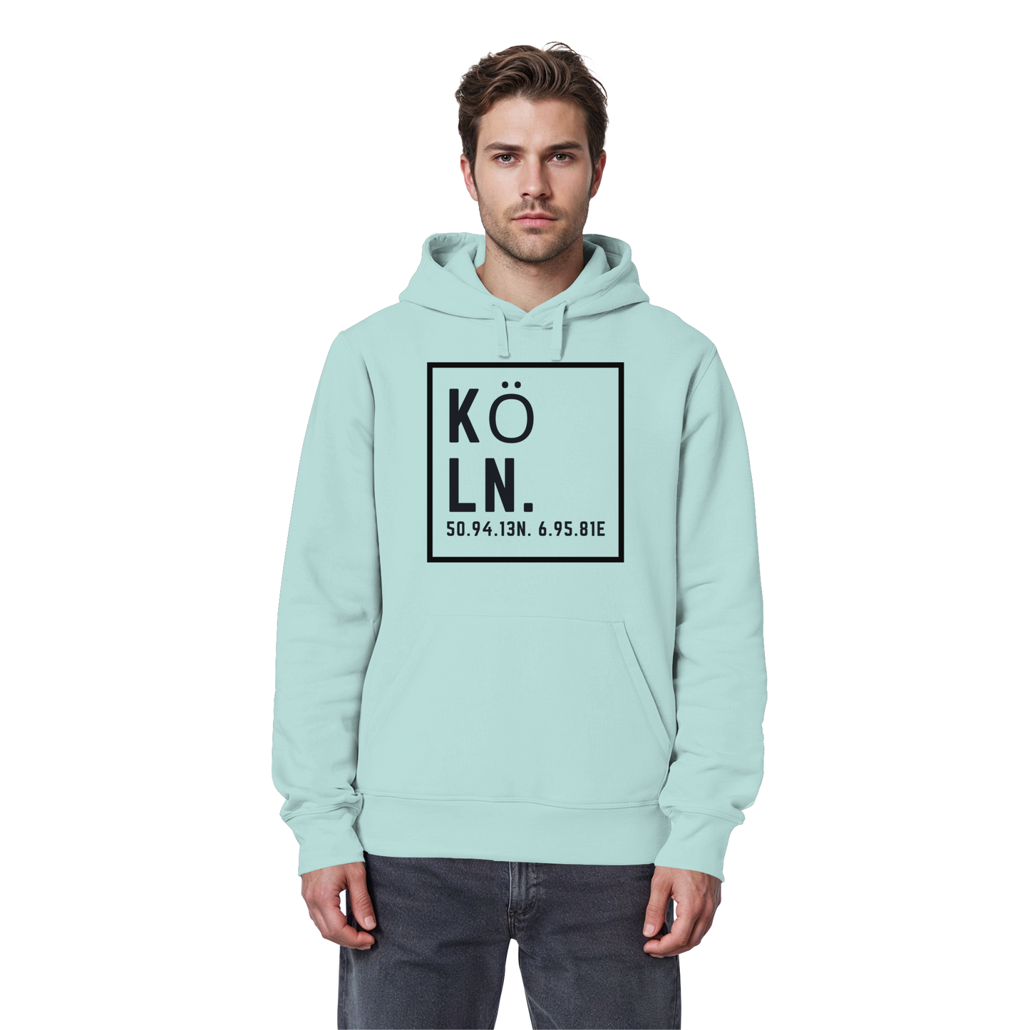 Köln Koordinaten (großer Druck auf der Brust) - Organic Basic Hoodie