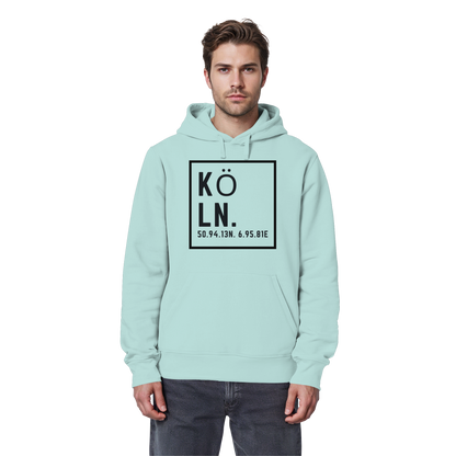 Köln Koordinaten (großer Druck auf der Brust) - Organic Basic Hoodie