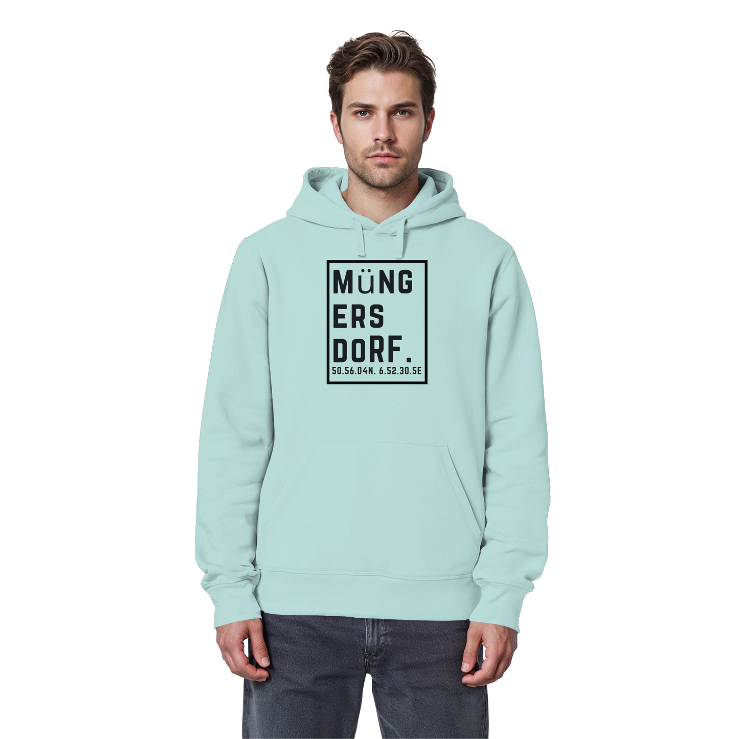 Müngersdorf Koordinaten (großer Druck auf der Brust) - Organic Basic Hoodie