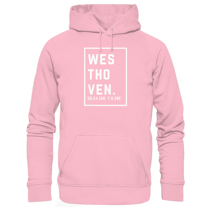 Westhoven Koordinaten (großer Druck auf der Brust) - Organic Basic Hoodie